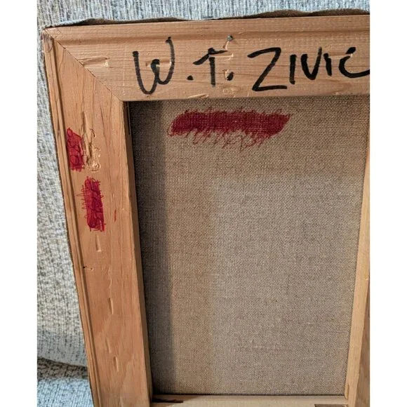 W.T. Zivic 1972 Original Oil Painting Mailbox Animal Design Moody Country Signed - Picture 9 of 10